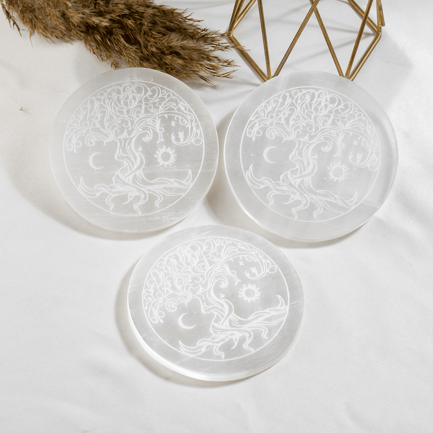 4-Inch Selenite Charging Plate | Crystal Cleansing Dish | Spiritual Altar Décor