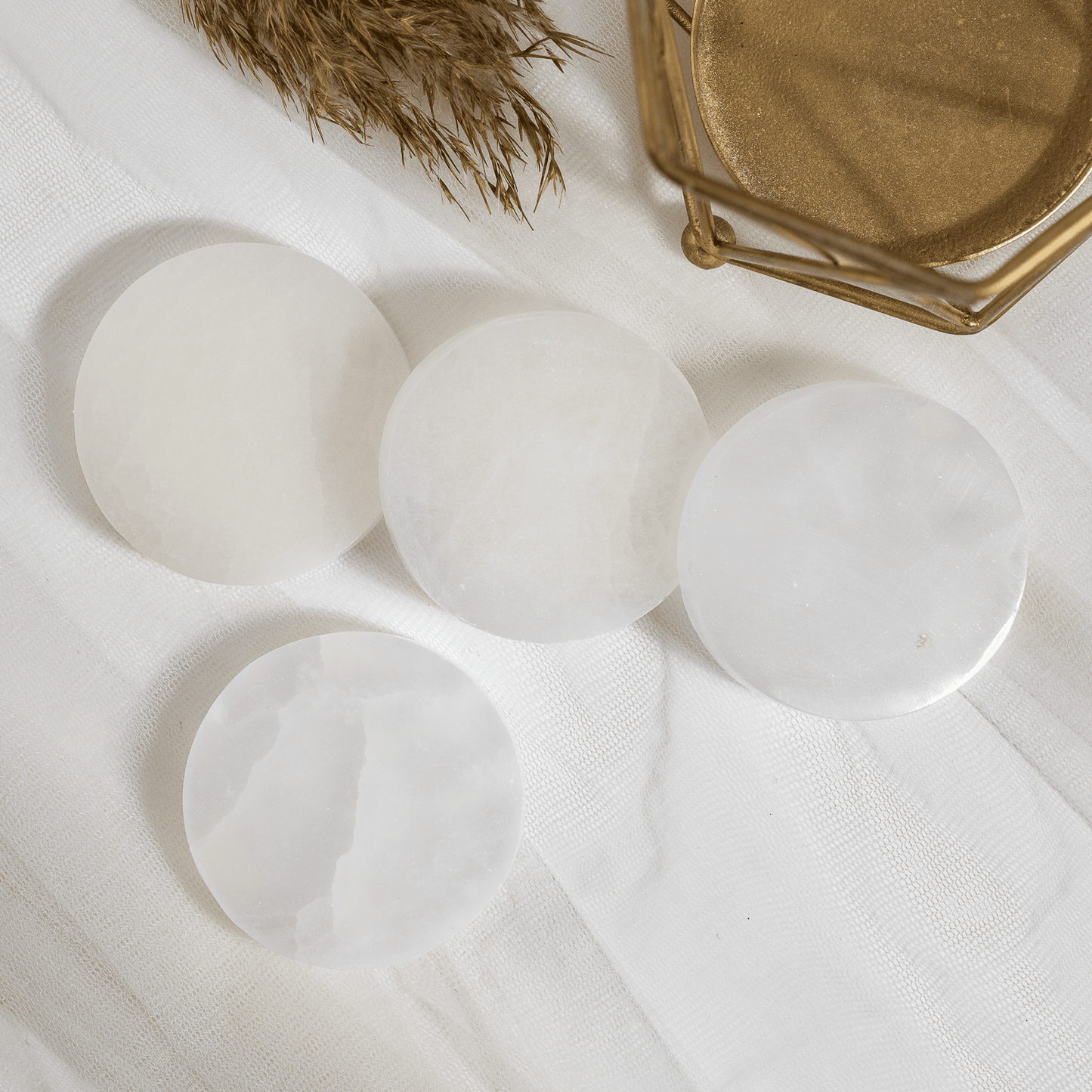 2.5-Inch Selenite Charging Plate | Crystal Coaster | Crystal Cleansing & Altar Tool
