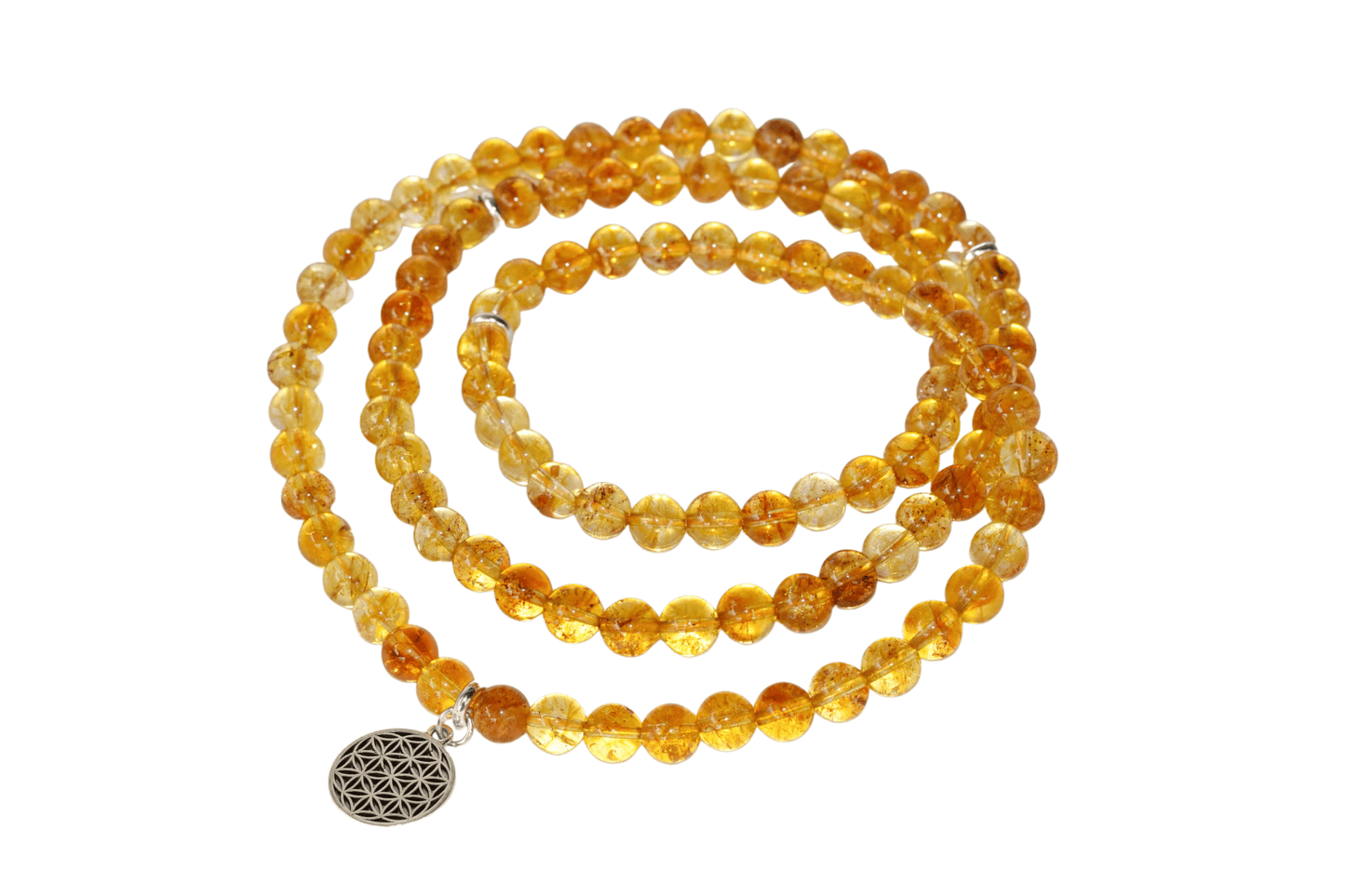Heated Citrine Beads Mala Bracelet
