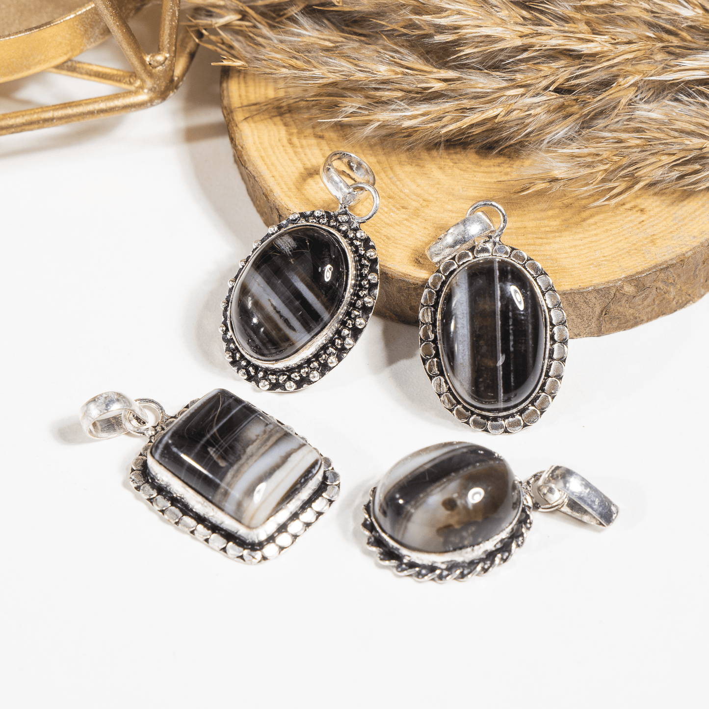 Black Sulemani Agate Pendant |Crystal Jewelry | Natural Gemstone Pendant | Crystal Charm Jewelry | Boho Pendant