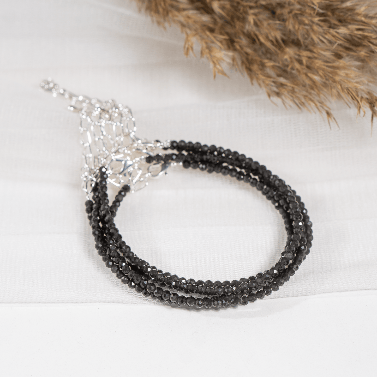 Black Tourmaline Crystal Anklet | Natural Healing Crystal Anklet | Energy Protection & Spiritual Jewelry