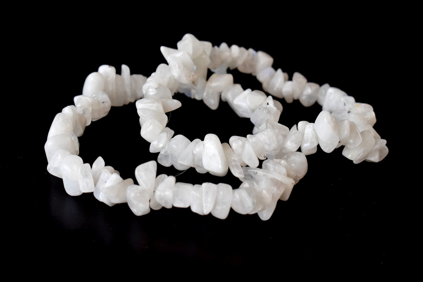 White Rainbow Moonstone Gemstone Chip Bracelet