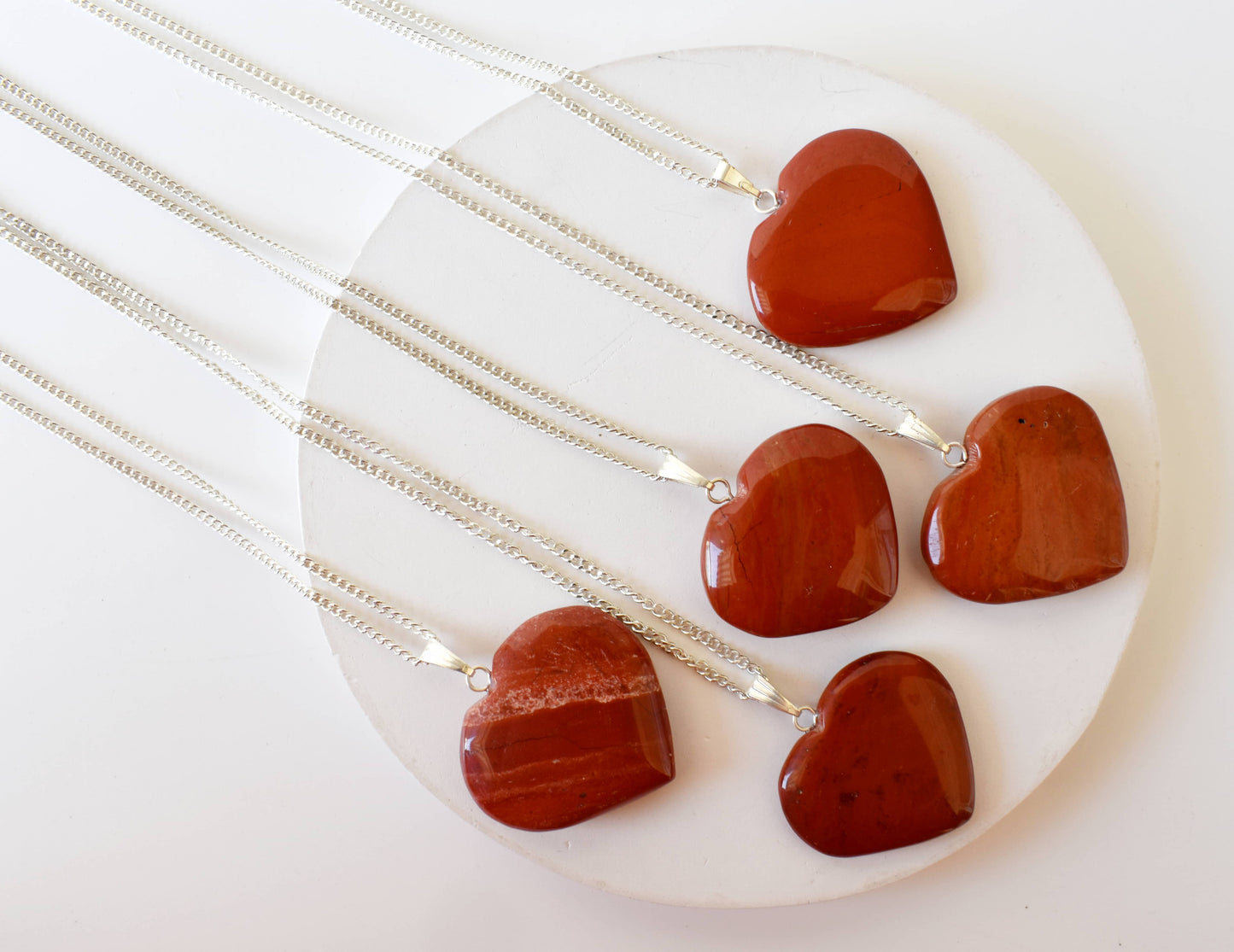 Real Red Jasper Crystal Heart Pendant