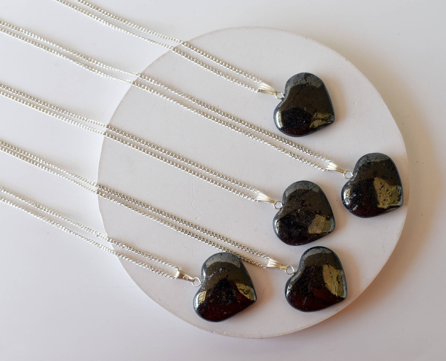 Hematite Crystal Heart Pendant