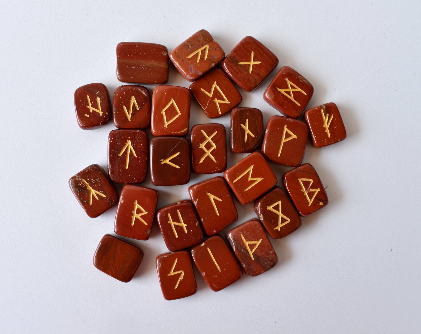 Red Jasper Rune Sets with Black Velvet Pouch and Rune Card