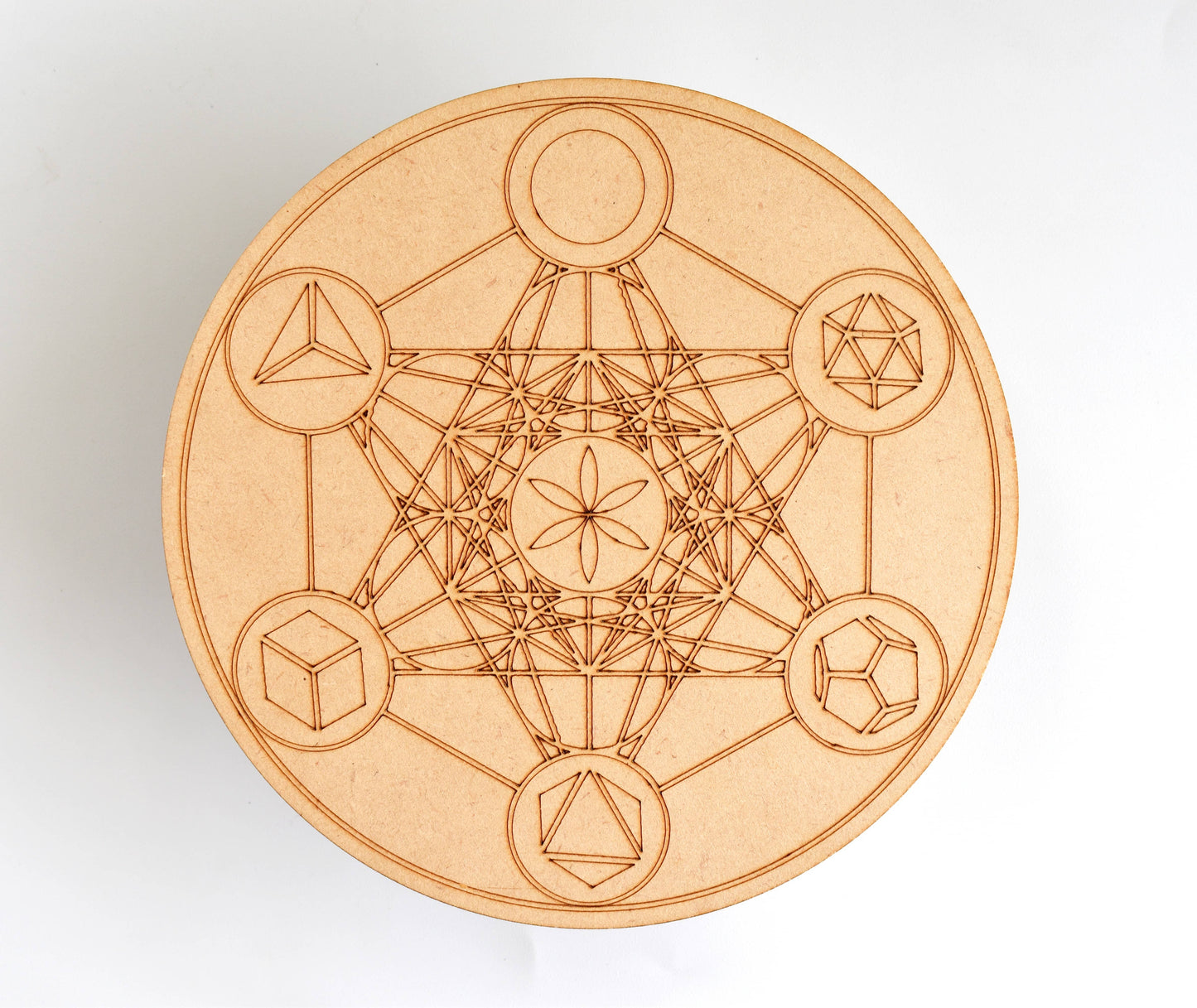6" Wooden Geometric Set Crystal Grid Plate