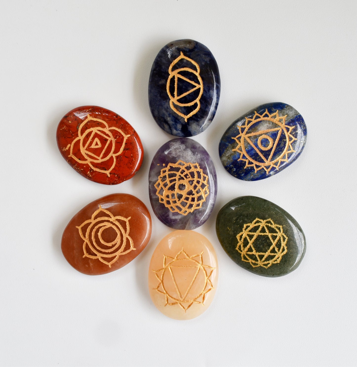 Chakra Crystals Set, Oval Reiki 7 Chakra Stones Set