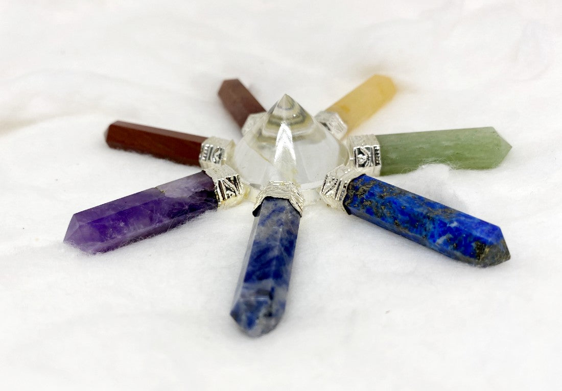 7 Chakra Crystal 7 Point Energy Generator with Crystal Pyramid