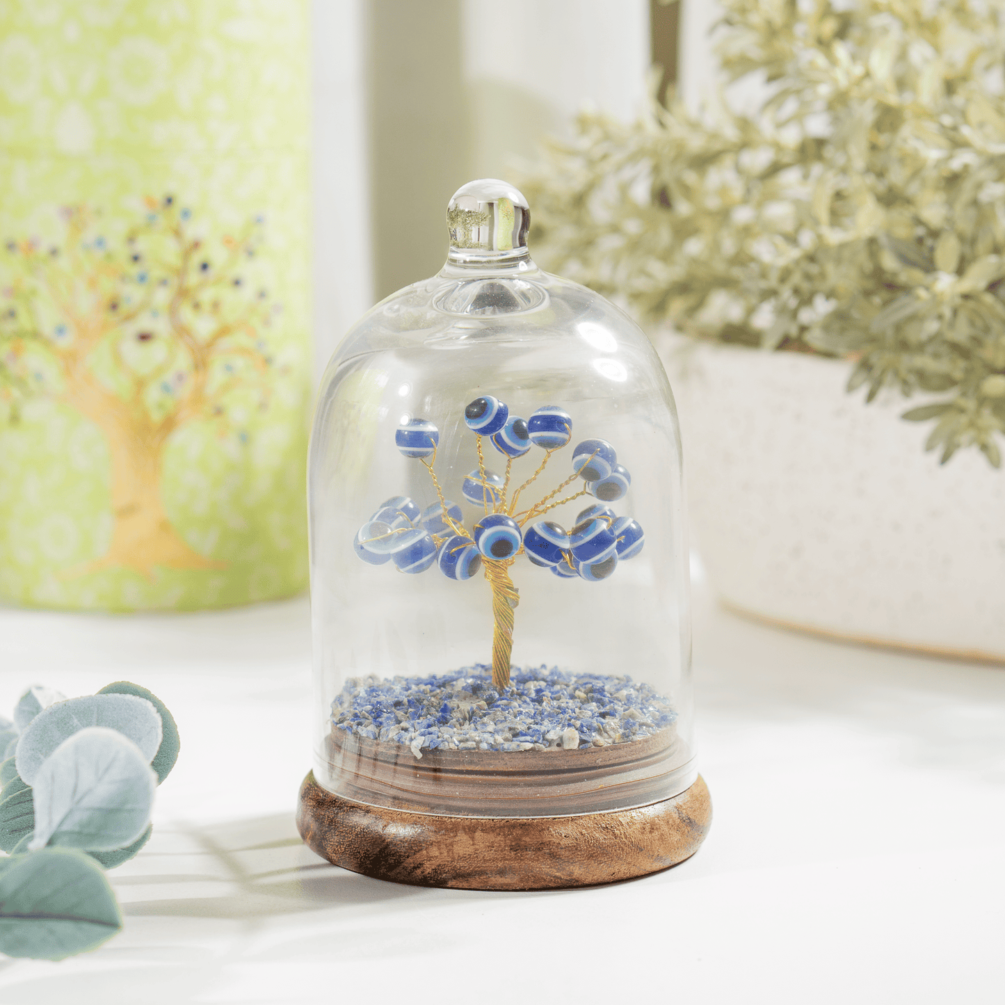 Evil Eye Dome Tree | Natural Crystal Decor | Feng Shui Tree | Healing Gemstone Bonsai | Home, Office Decor