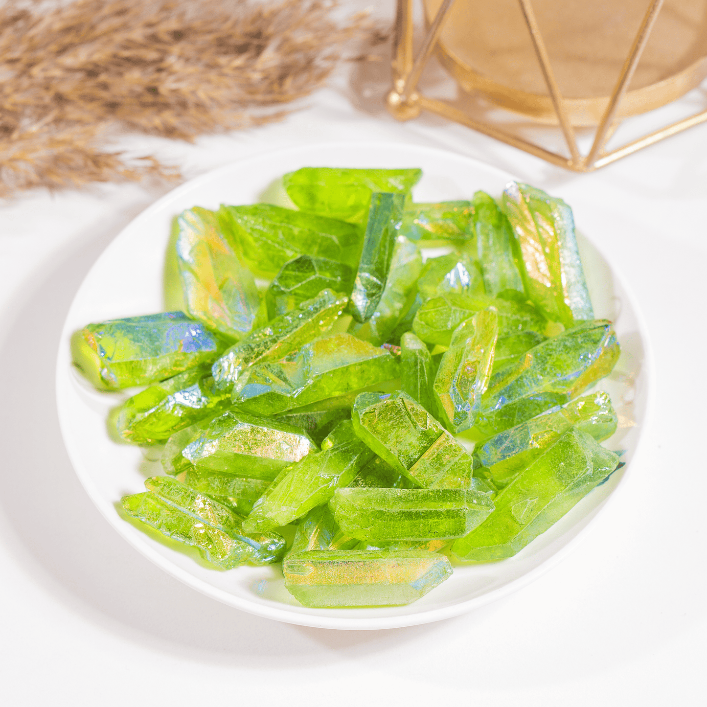 Green Aura Quartz Points – Raw Aura Quartz Crystal Points, Natural Green Quartz Healing Crystals