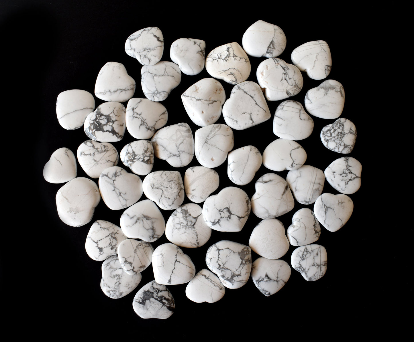 Howlite Heart Crystal, Puffy Mini 1 Inch Pocket Crystal Heart.