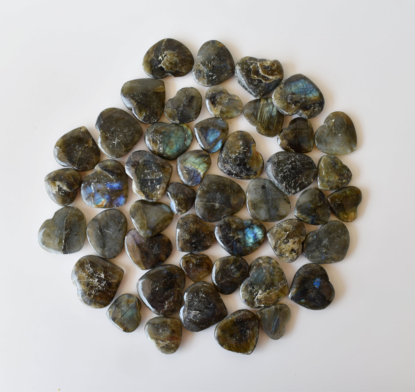 Labradorite Heart Crystal, Puffy Mini 1 Inch Pocket Crystal Heart