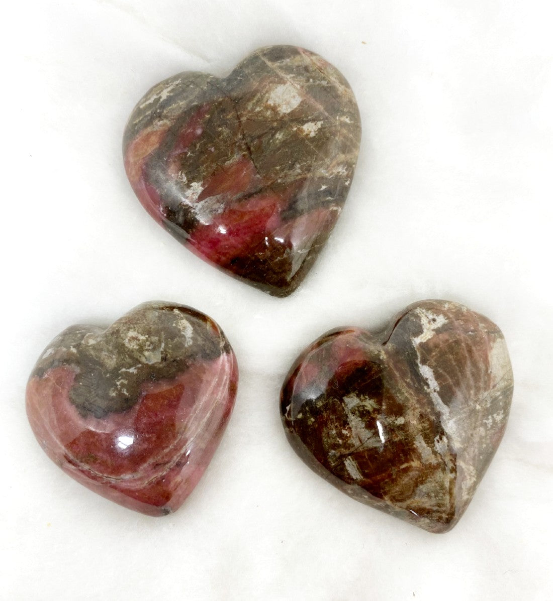 1kg Rhodonite Heart Crystals (2 inch)