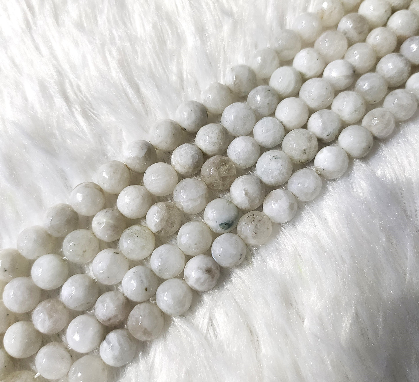 White Rainbow Moonstone Faceted Beads | Crystal Beads for Jewelry