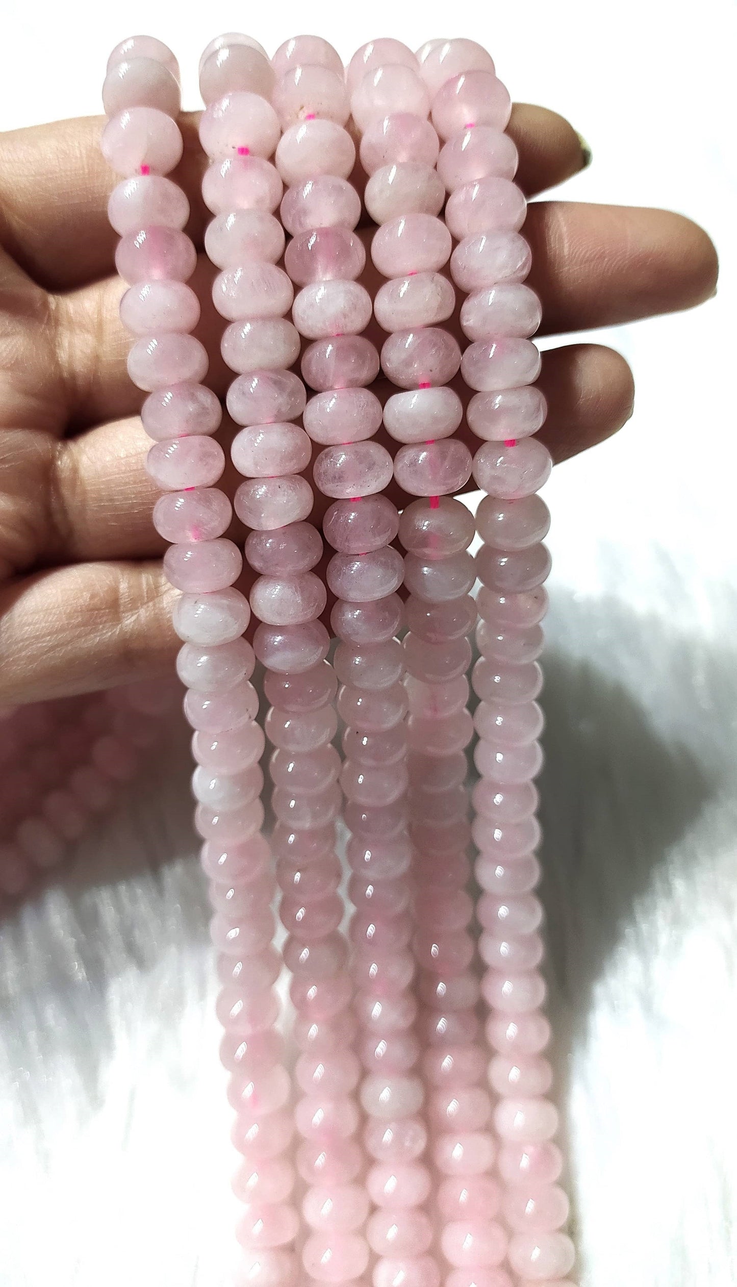 Rose Quartz Rondelle Beads | Crystal Beads for Jewelry