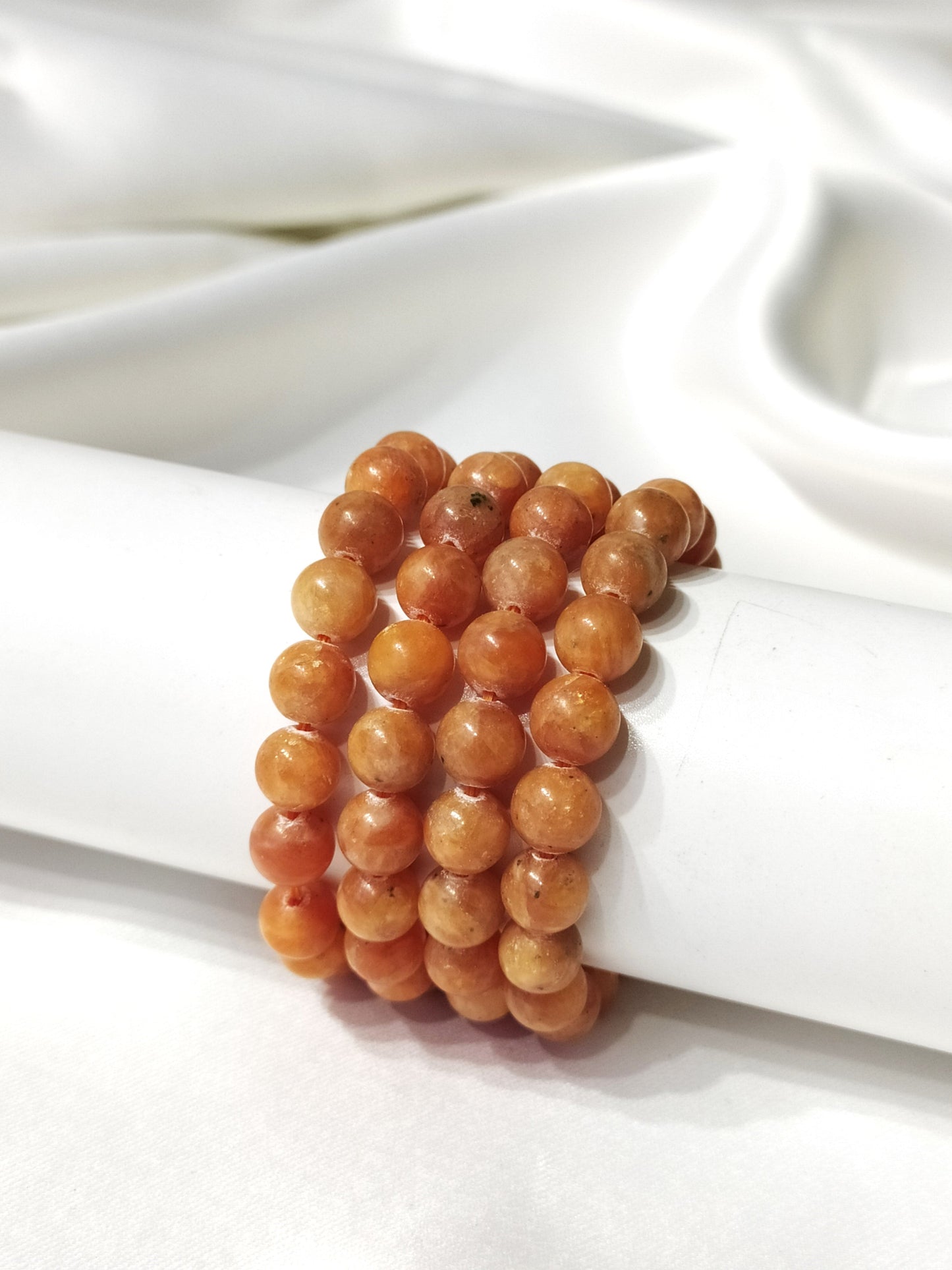 Orange Calcite | Round Beads Bracelet | Gemstone Bracelet