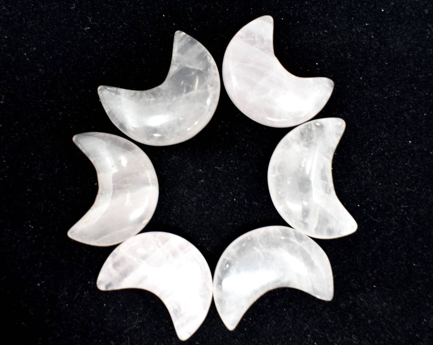Rose Quartz Polished Crystal Moons