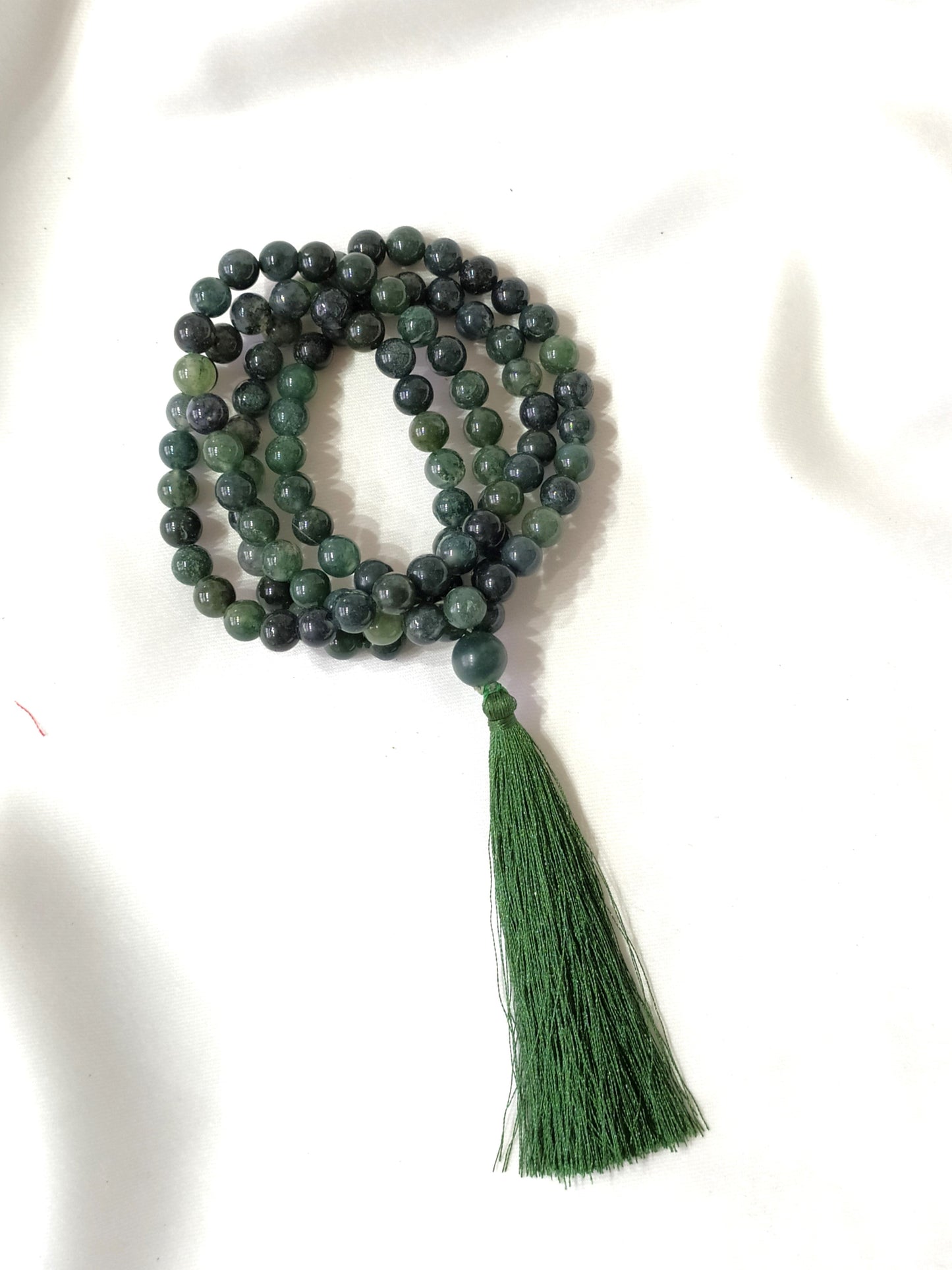 Moss Agate | Gemstone Mala | 108 Prayer Bead Mala | Prayer Mala