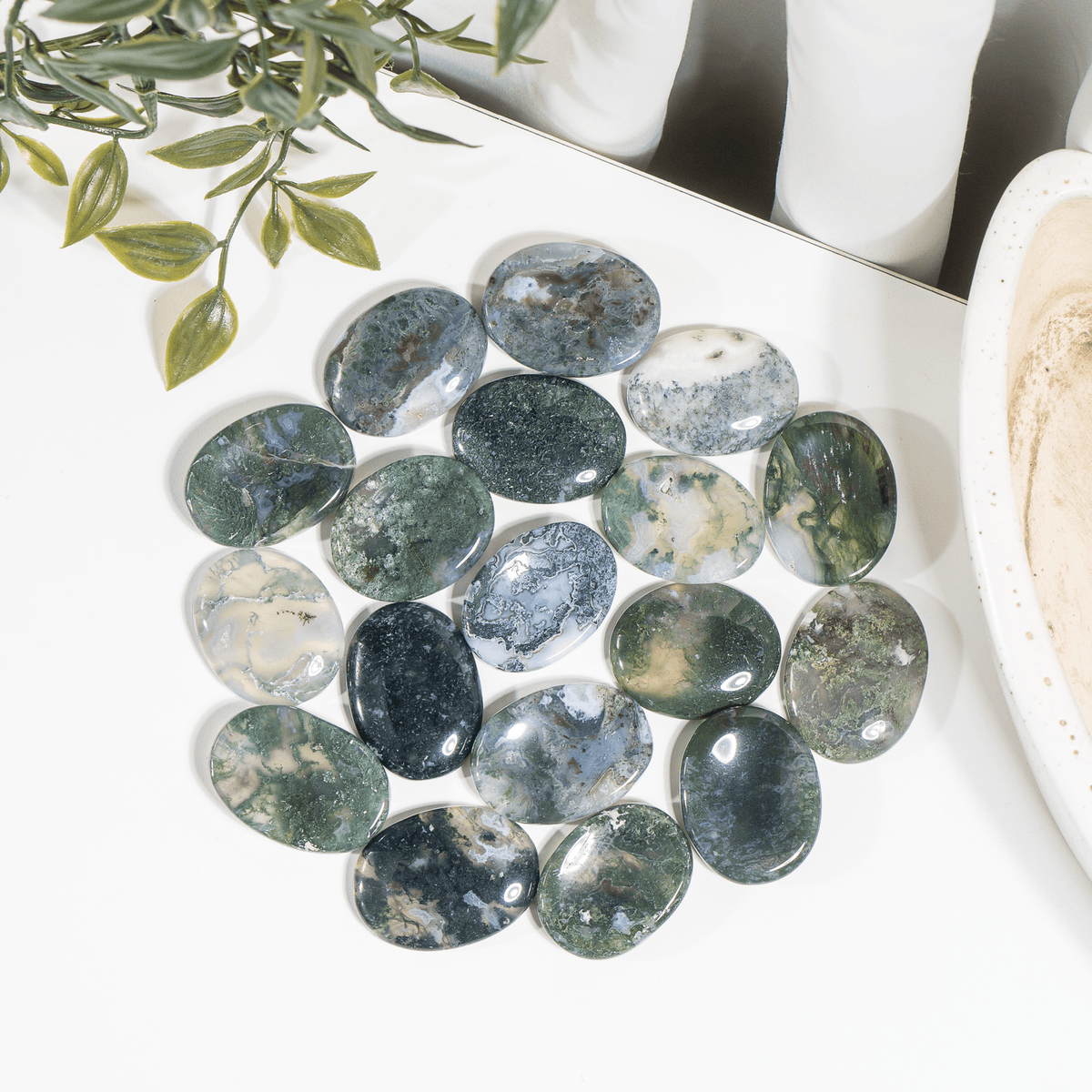 Moss Agate Worry Stones
