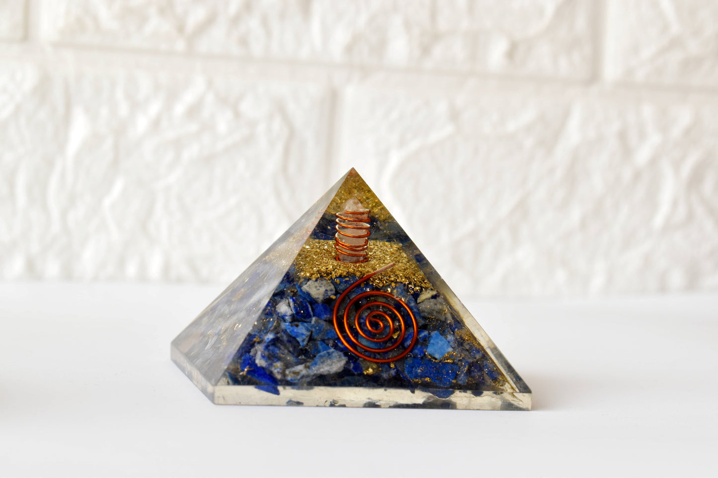 Lapis Lazuli Orgone pyramid with Clear Quartz Crystal Pencil
