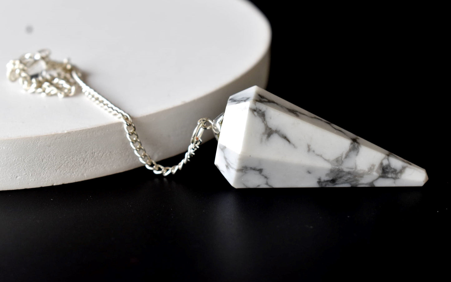 Howlite Faceted Hexagon Pendulum, Crystal Pendulum