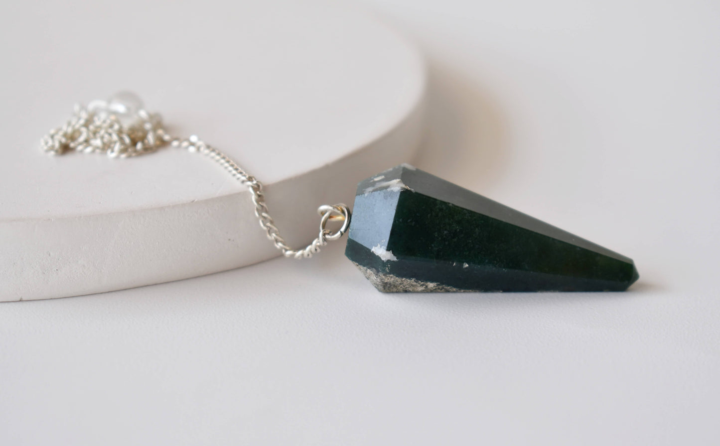 Moss Agate Crystal Pendulum
