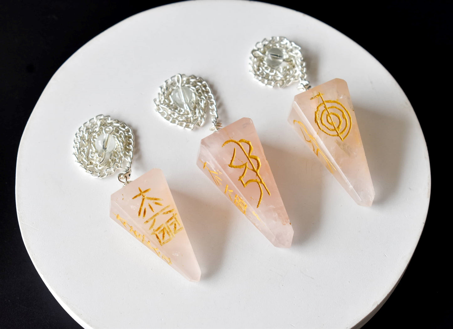 Rose Quartz Reiki Crystal Pendulum