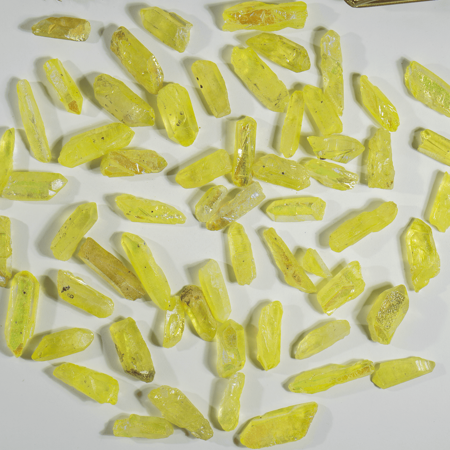 Peridot Aura Quartz Points – Raw Aura Quartz Crystal Points, Natural Peridot Quartz Healing Crystals