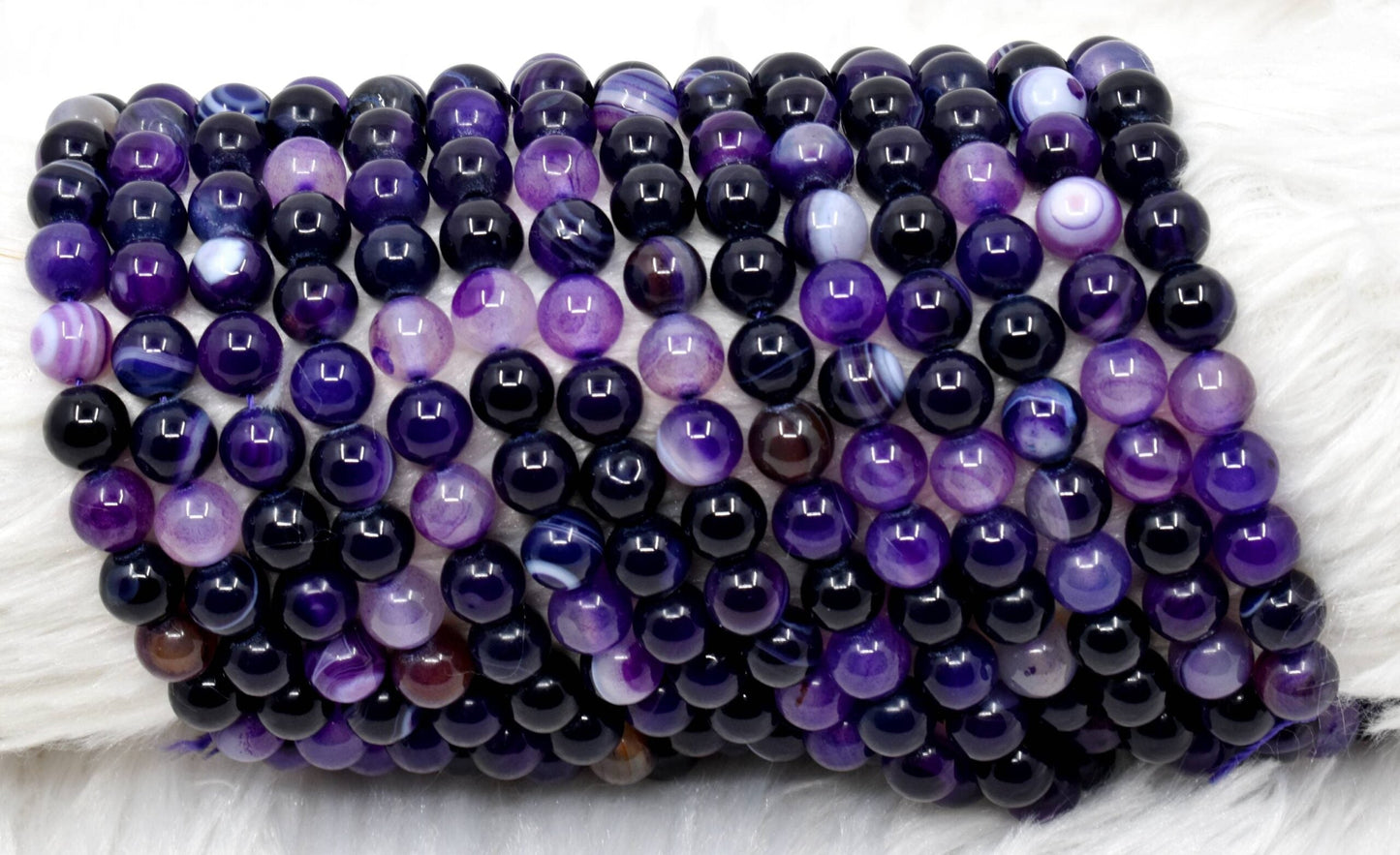 Banded Agate Purple Gemstone Beads