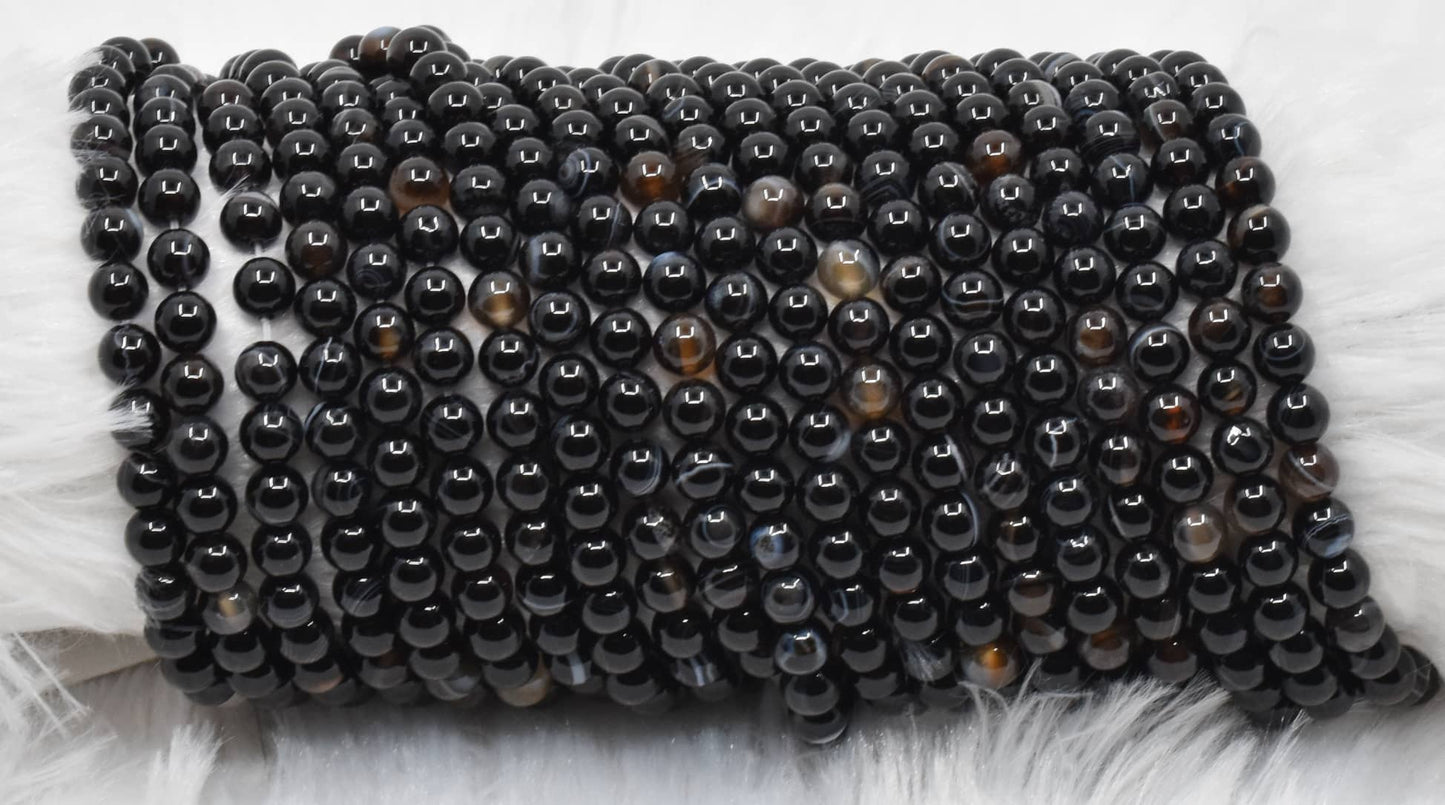 Black Sulemani Agate Gemstone Beads