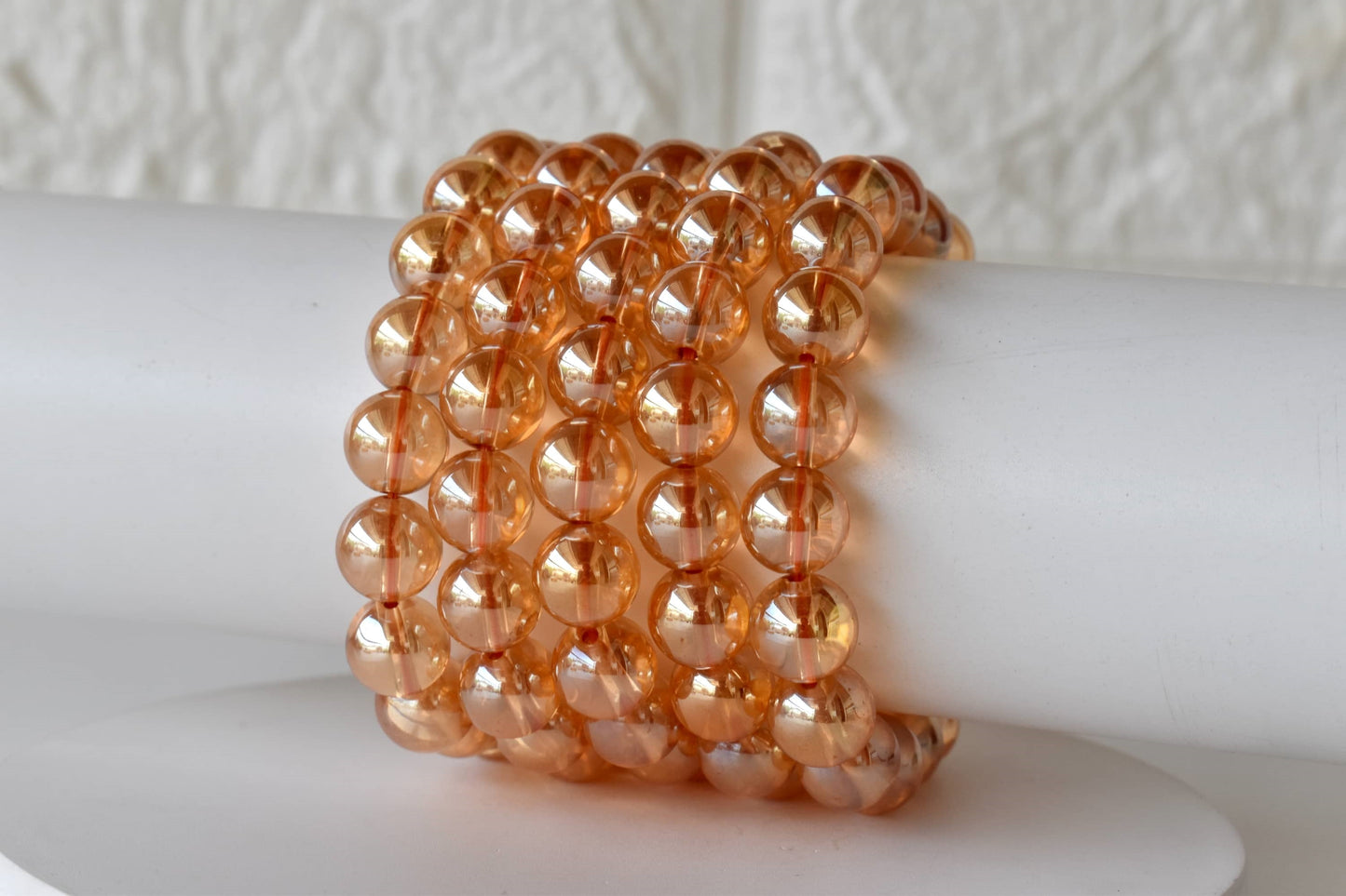 Aura Quartz Citrine Bracelet, Round Beaded Bracelet