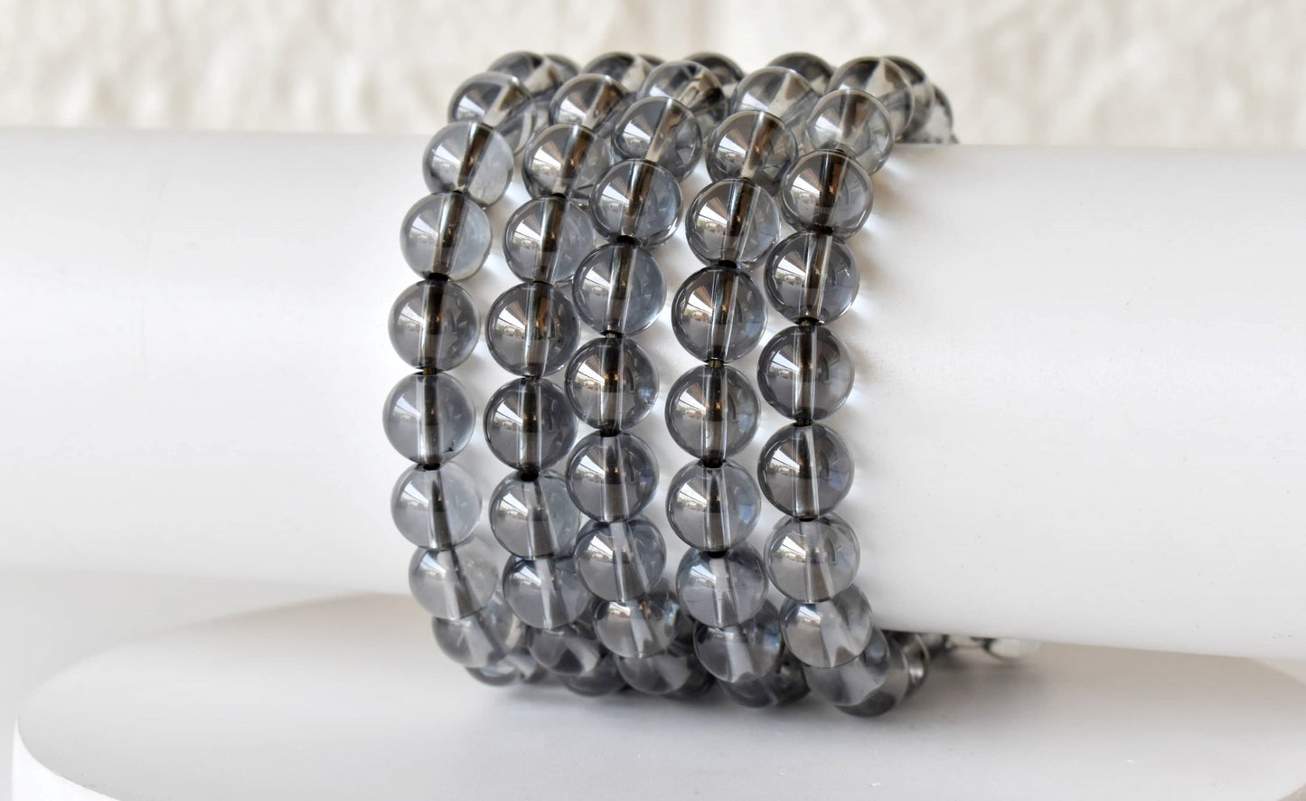 Aura Quartz Smokey Quartz Bracelet, Round Beaded Bracelet