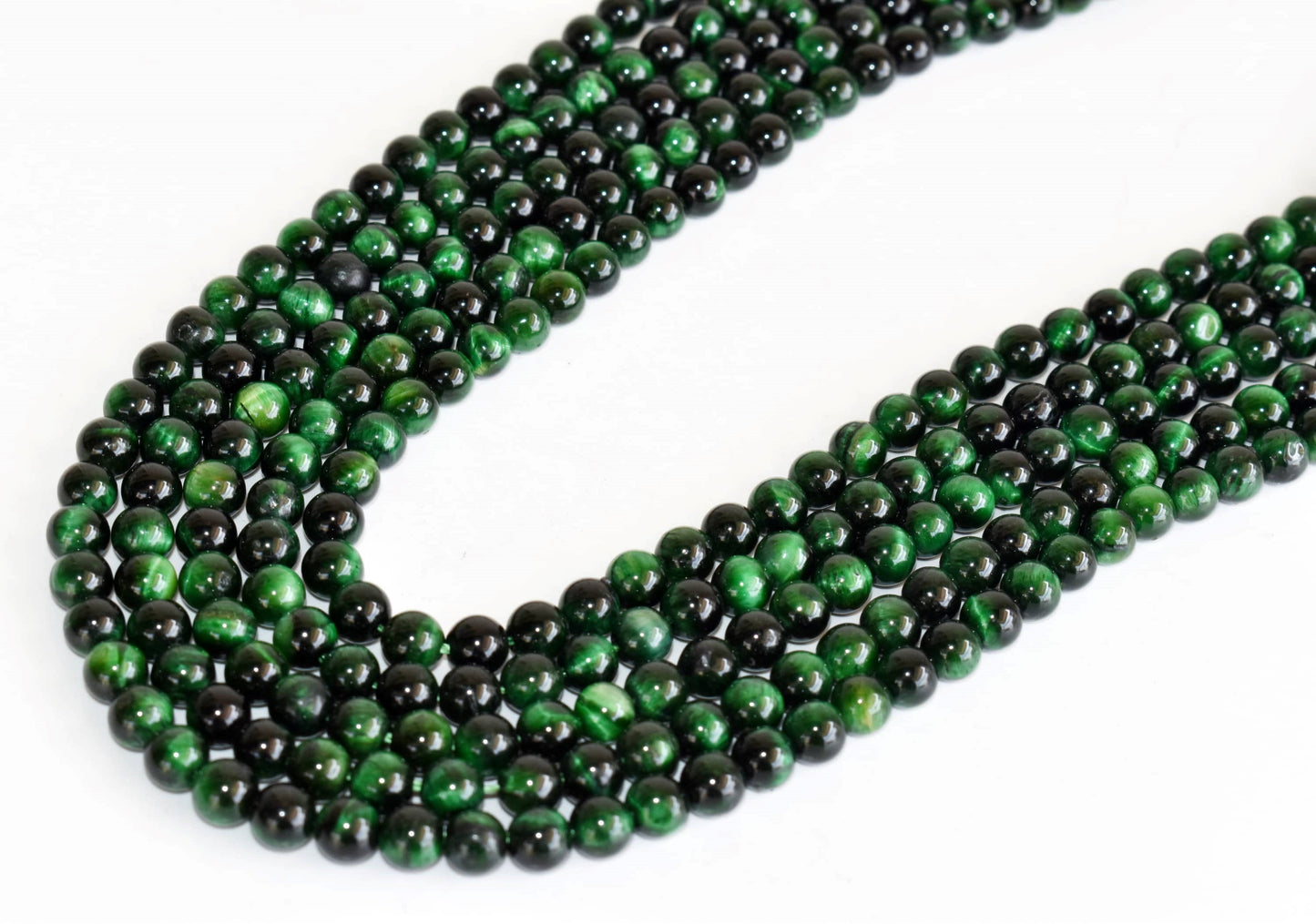 Tiger Cats Eye Green Gemstone Beads