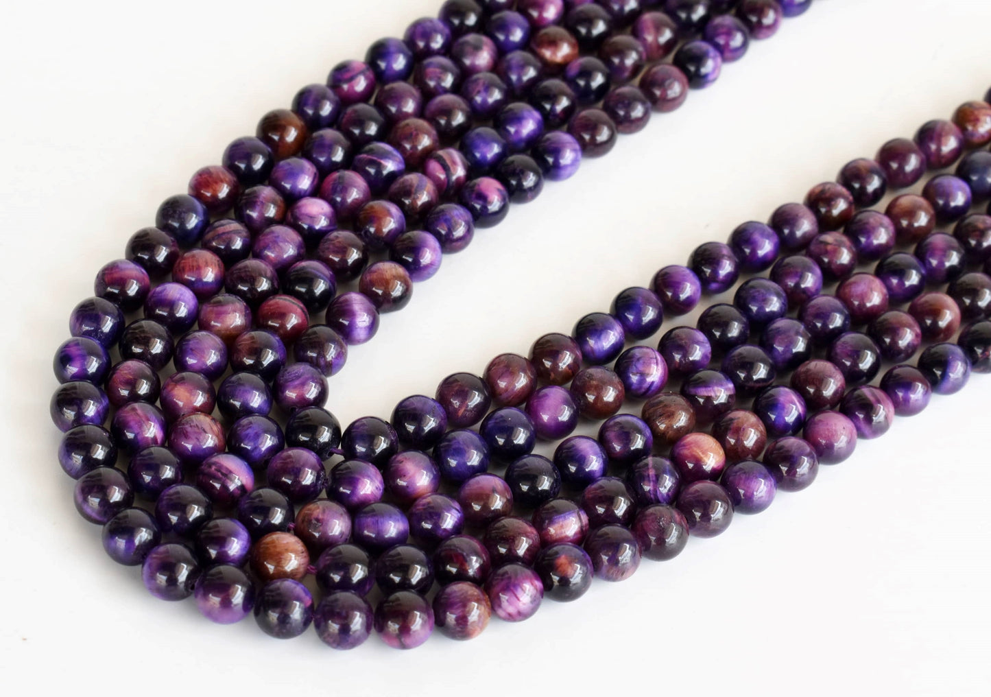 Tiger Cats Eye Violet Gemstone Beads
