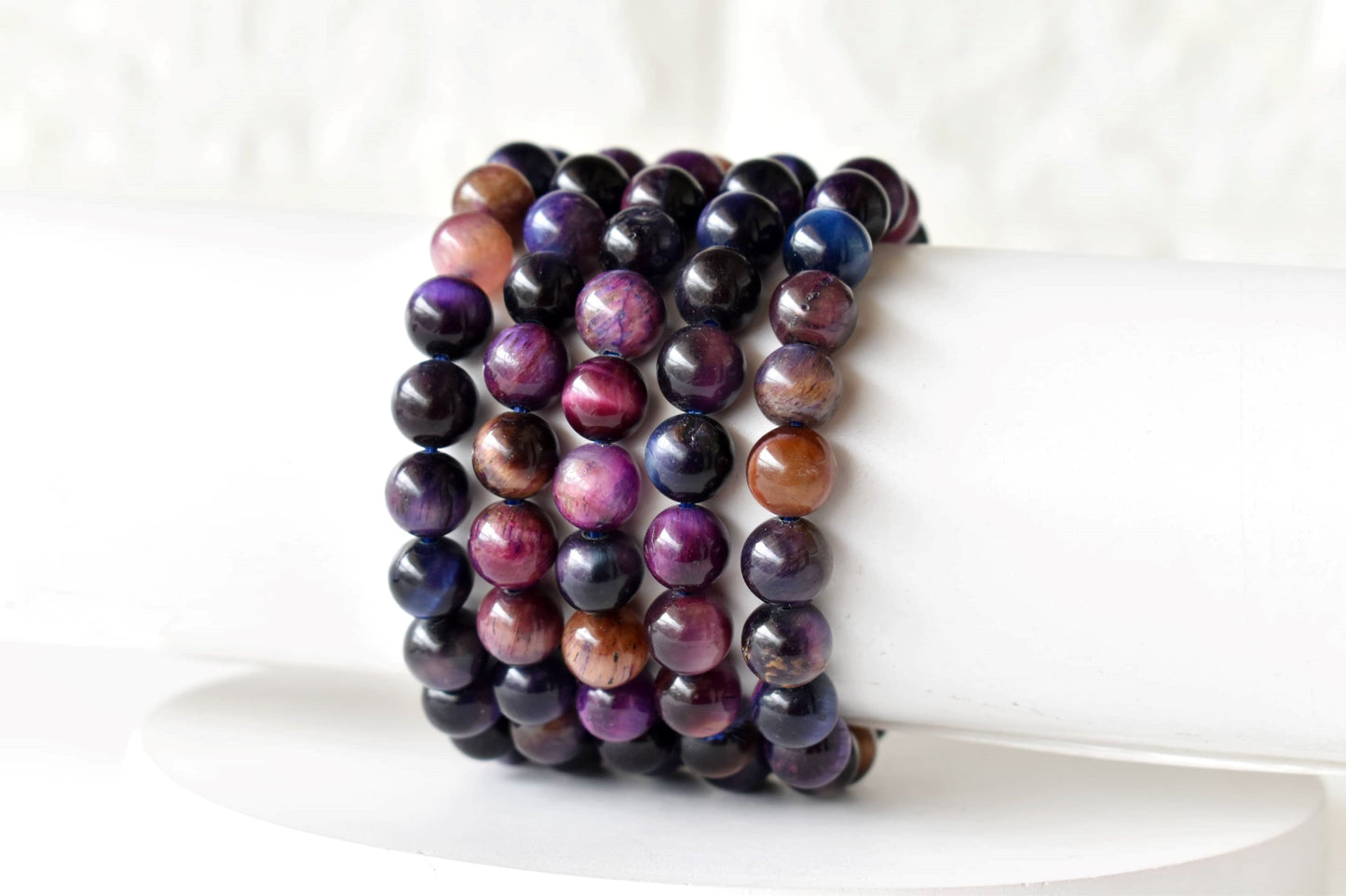 Tiger Cats Eye Violet Gemstone Bracelet