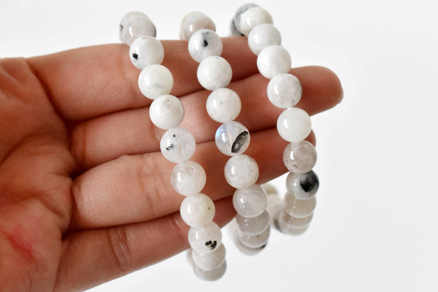 White Rainbow Moonstone Gemstone Bracelet