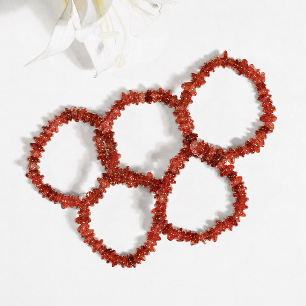 Red Jasper Gemstone Chip Bracelet.