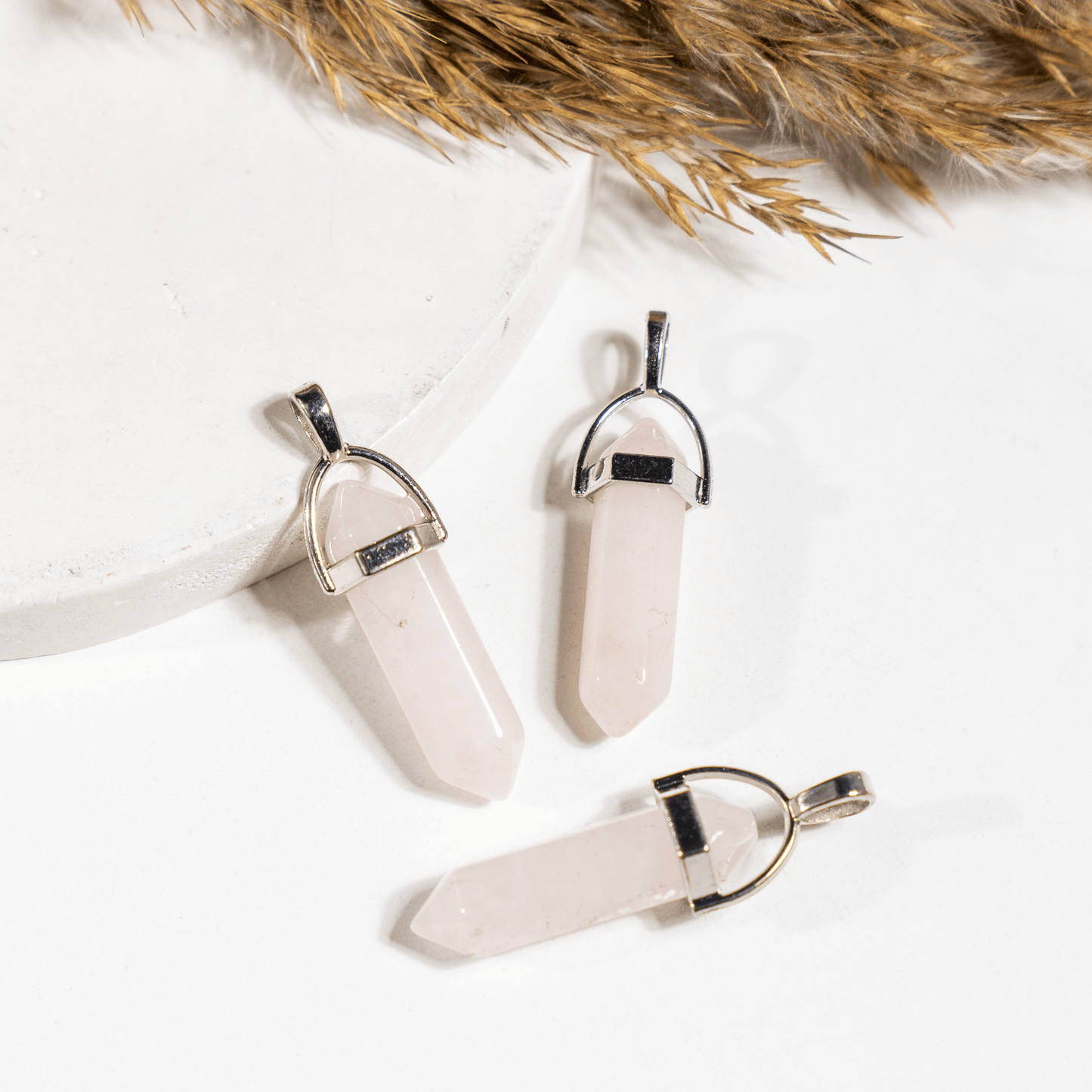 Rose quartz Crystal Pendant | Double Terminated Crystal Point | Natural Gemstone Jewelry | Pendant Necklace