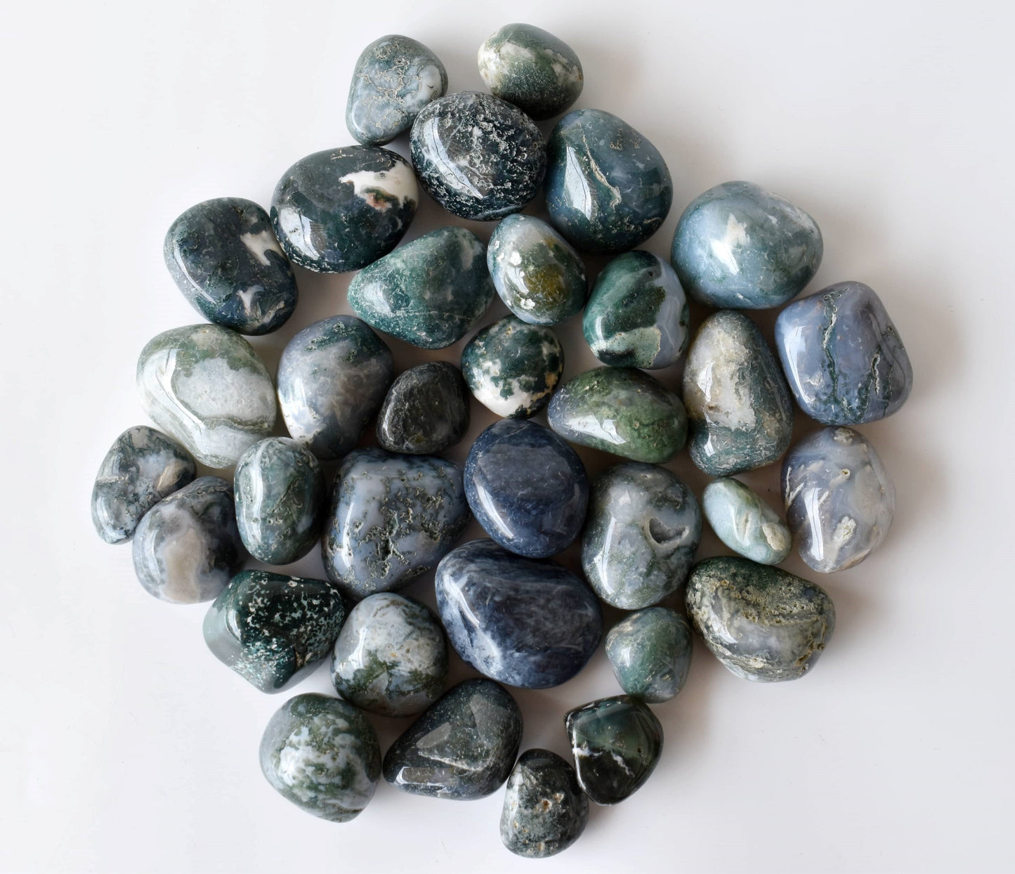 1Kg Moss Agate Tumbled Stones