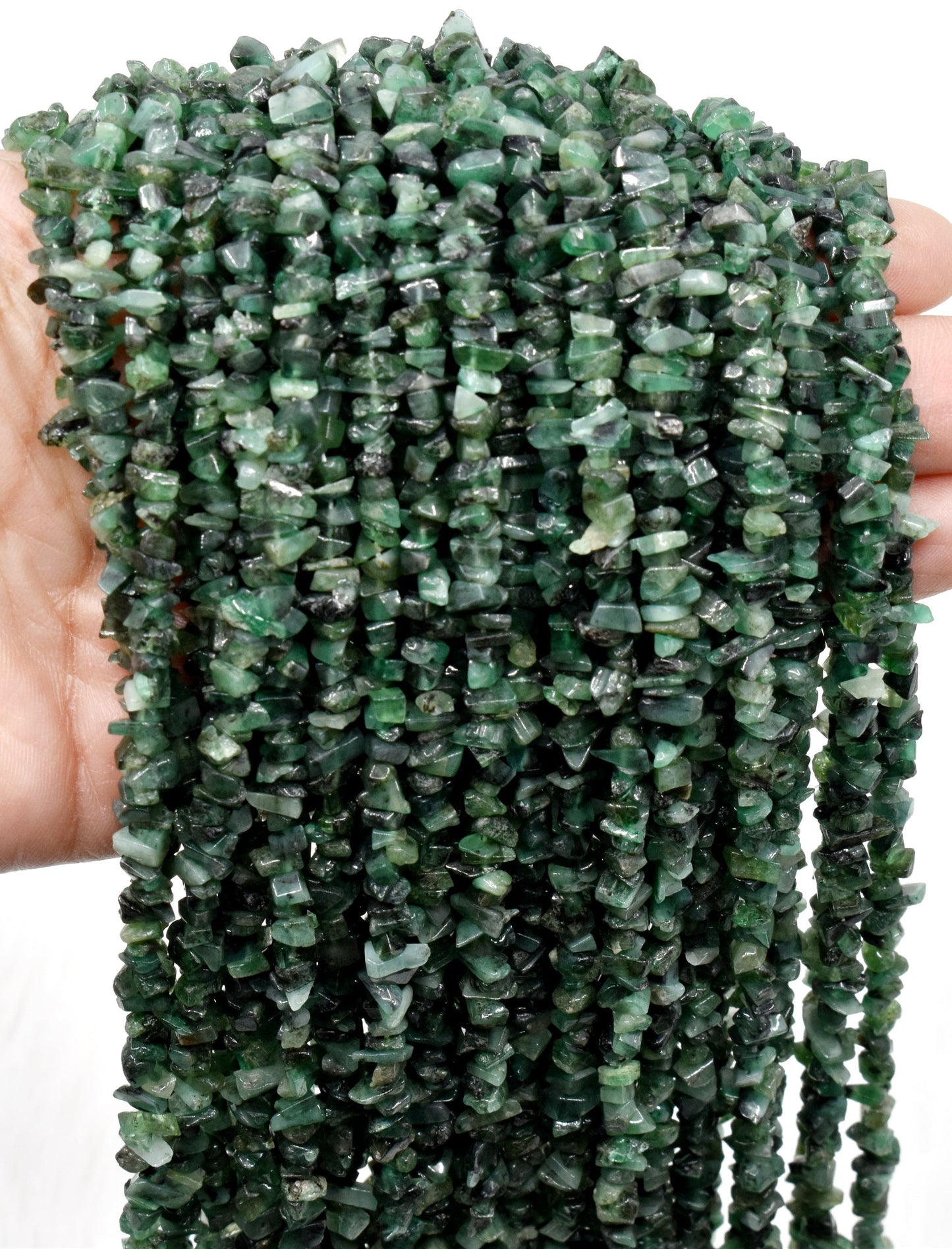 Uncut Emerald Crystal Chip Beads