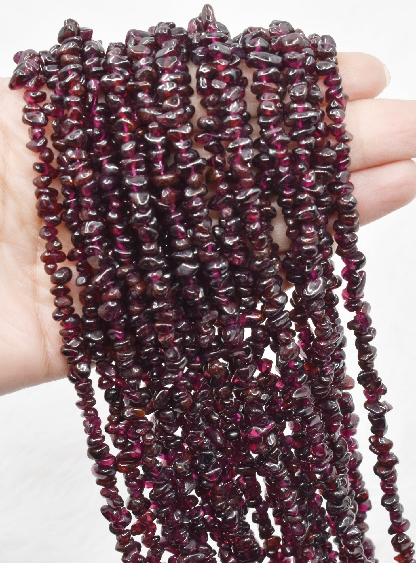 Uncut Garnet Crystal Chip Beads