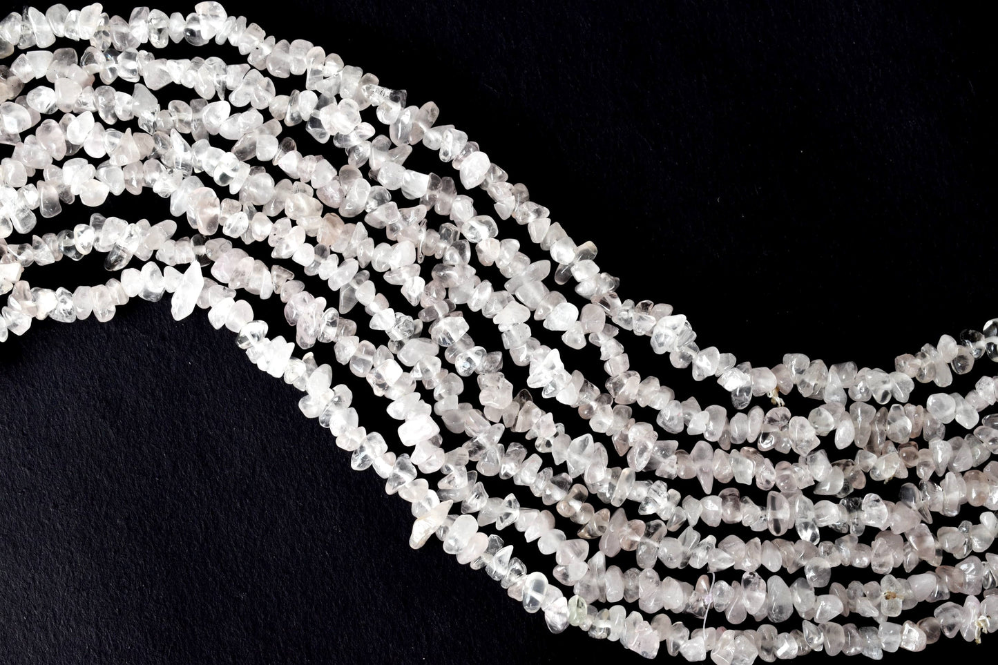 Uncut Rose Quart Crystal Chip Beads