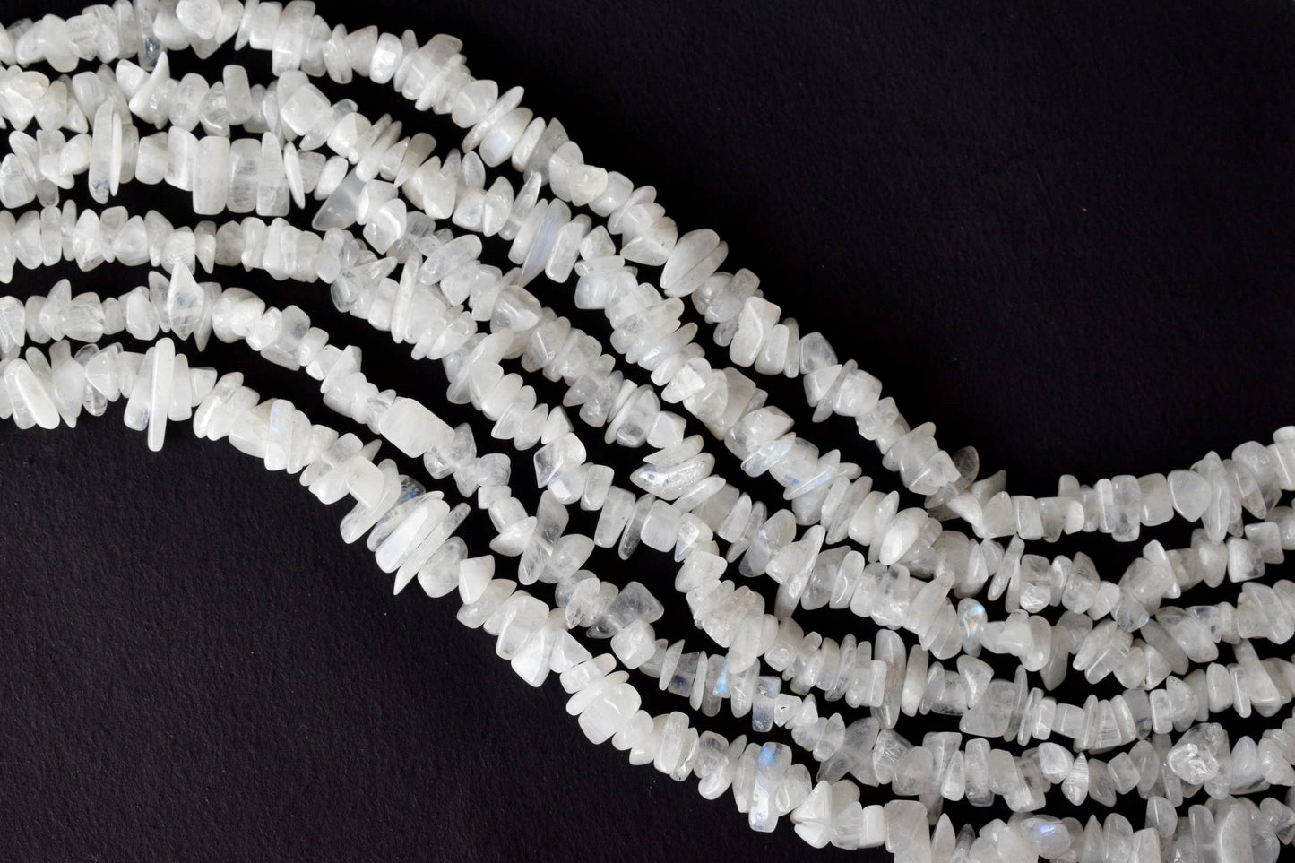Uncut White Rainbow Moonstone Crystal Chip Beads