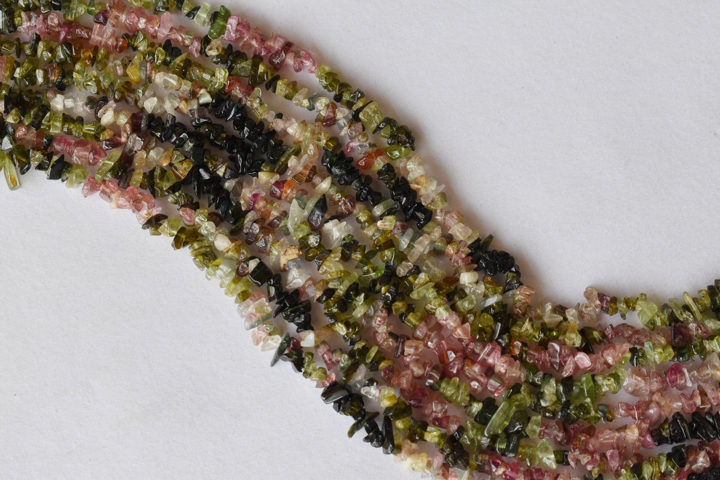 Uncut Watermelon Tourmaline Crystal Chip Beads