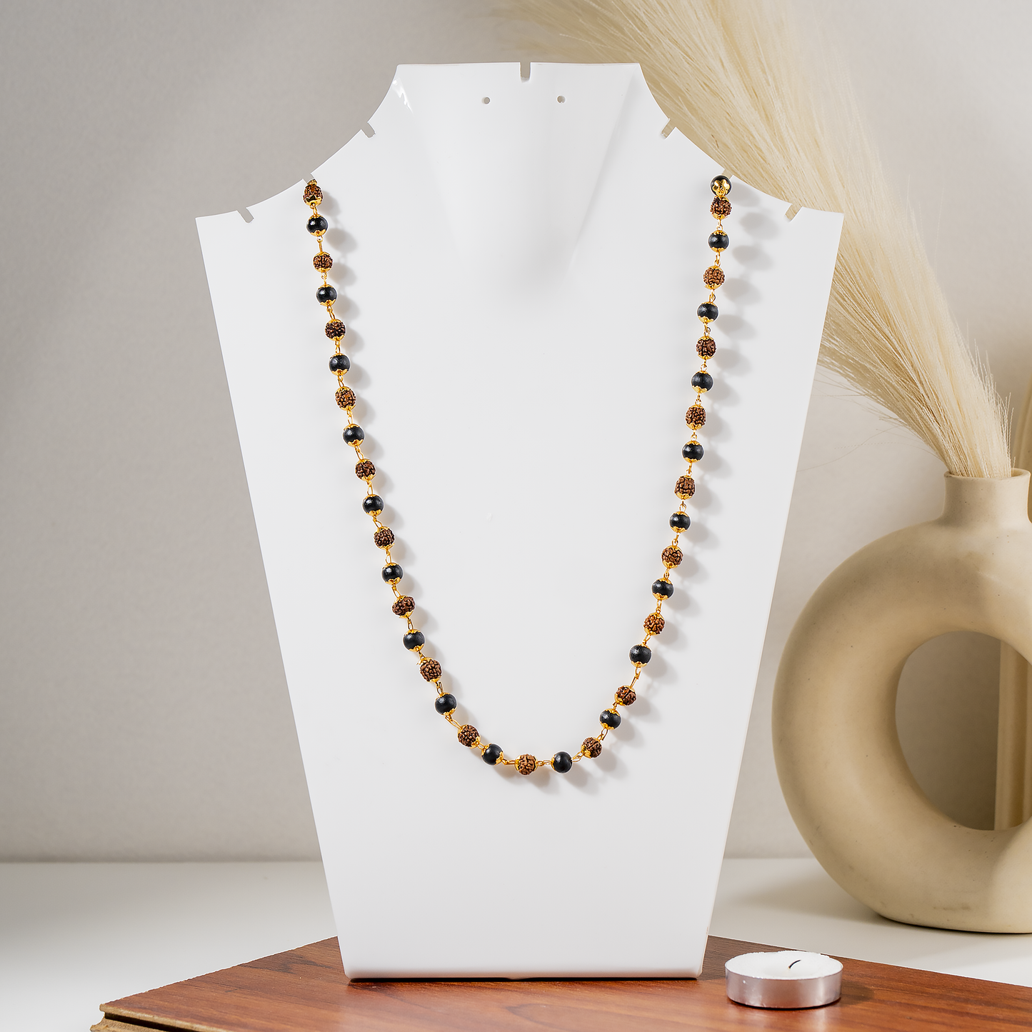 Karungali Rudraksha Mala | Ebony Wood & Rudraksha Prayer Beads | Spiritual Protection Mala