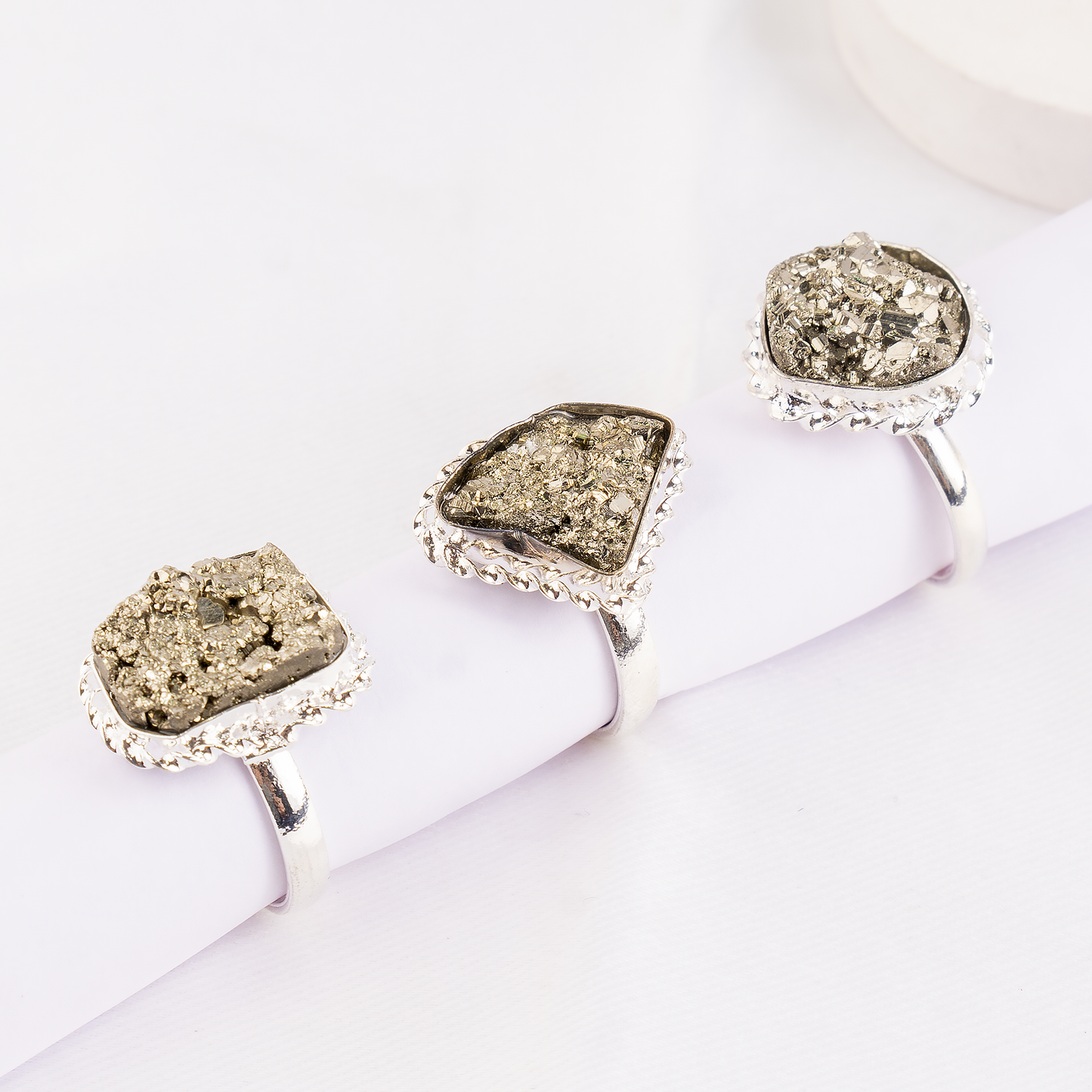 Pyrite Crystal Ring | Adjustable Gemstone Ring | Natural Healing Crystal Jewelry | Boho Spiritual Ring | Positive Energy & Protection Jewelry