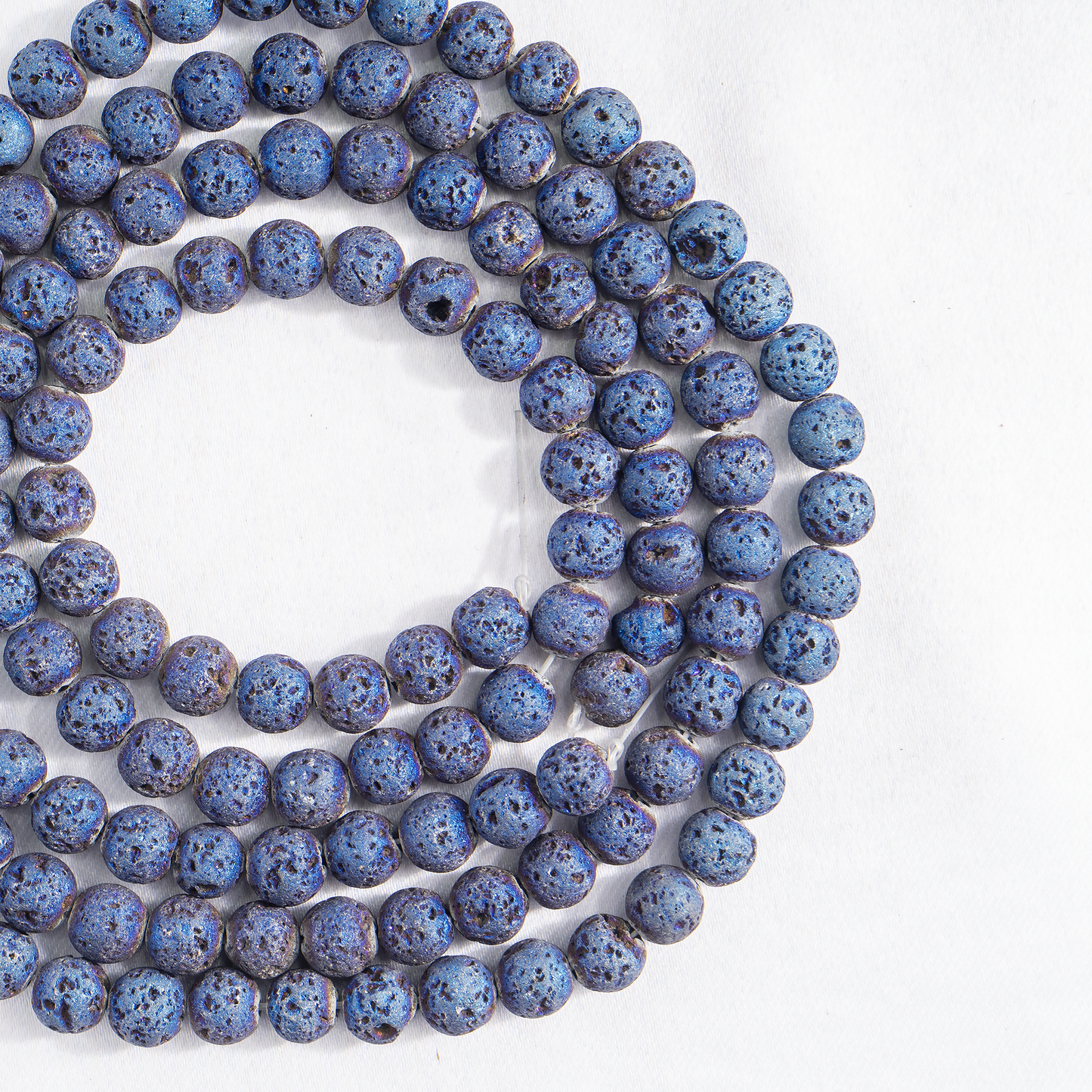 Blue Titanium Lava Beads | 8mm Volcanic Stone Beads | Diffuser Jewelry Beads