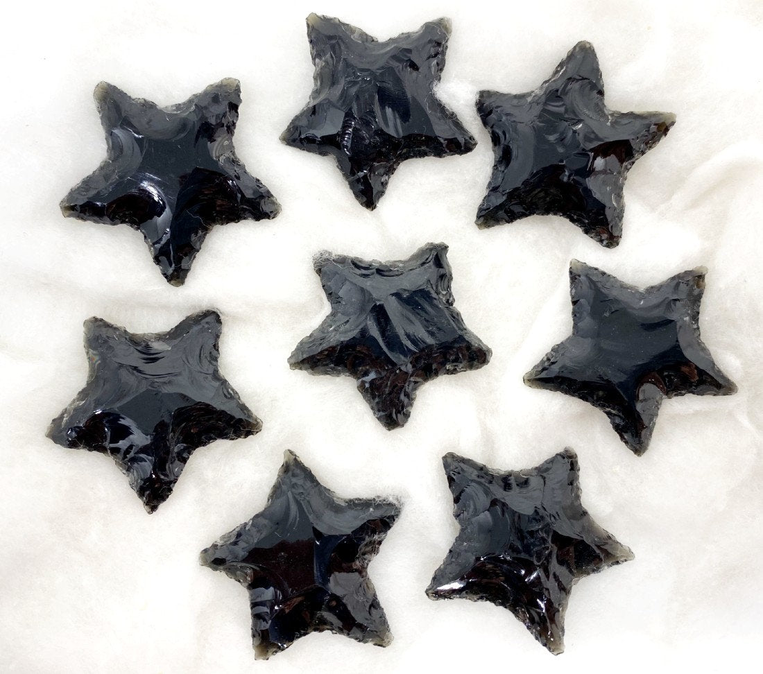 Black Obsidian Flat Stars Arrowhead Point.