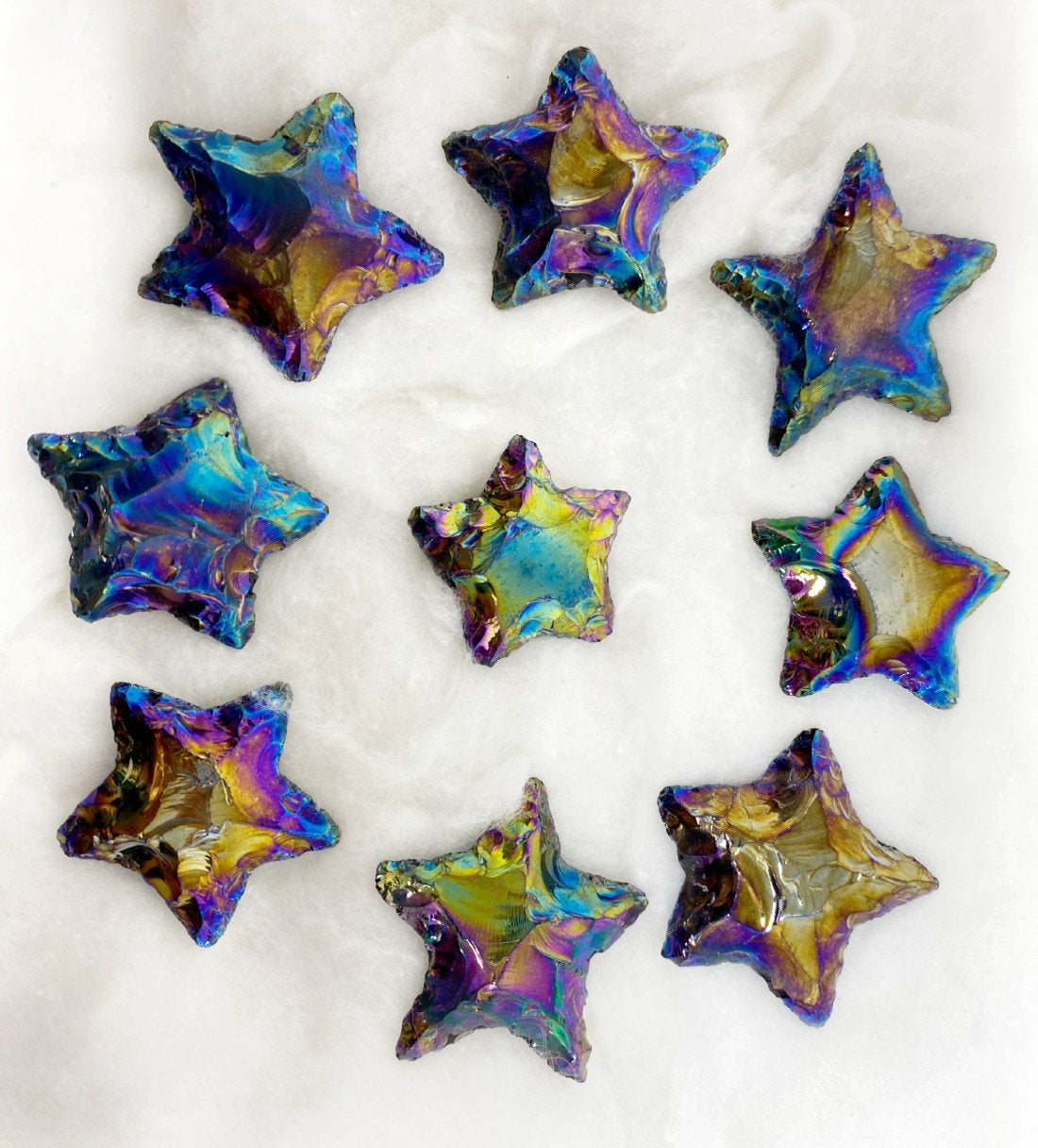 Aura Quartz Titanium Flat Stars Arrowhead Point
