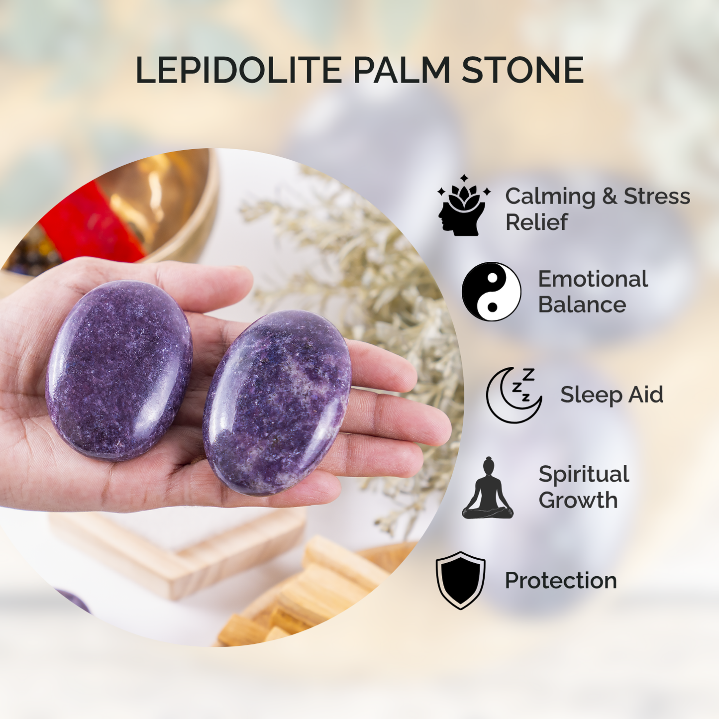 1kg Lepidolite Palm Stones (6-8Pcs)